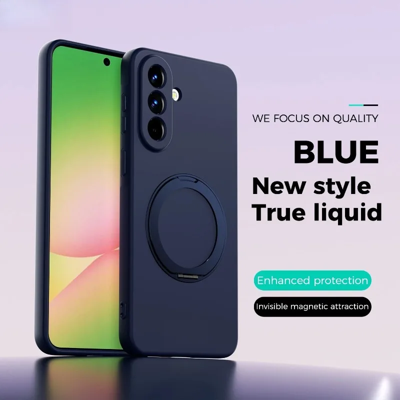 (azul, Galaxy S26) Capa Para Celular Com Suporte De Anel Giratório 360°, Feita De Silicone Líquido, Capa Protetora À Prova De Choque.