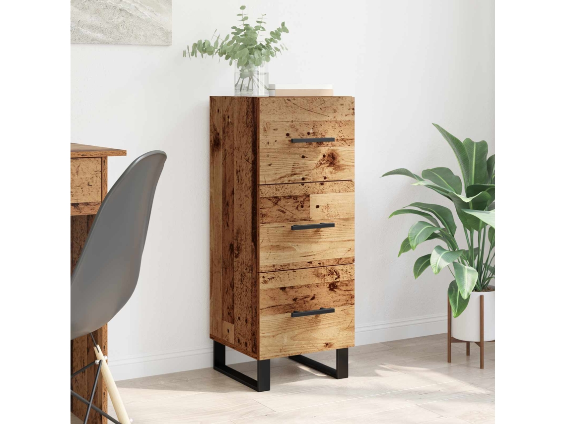 Vidaxl Buffet Com Gaveta Madeira Antiga 34,5 X 34 X 90 Cm