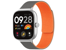 Bracelete Para Redmi Watch 6 / 5 / Xiaomi Band 9 Pro / 8 Pro - Silicone Magnético - Textura De Lichia Cinza E Laranja