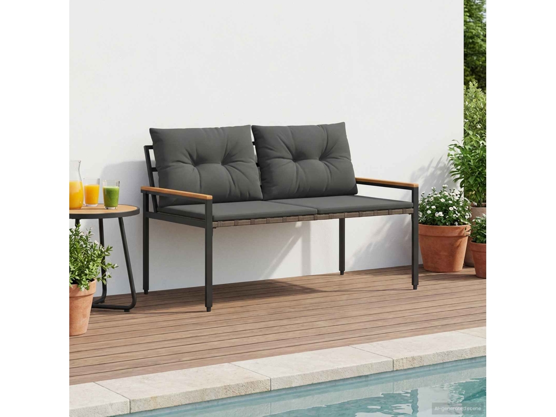 Vidaxl Banco De Exterior 2 -seater 116 X 67,5 X 72 Cm Vime Pe