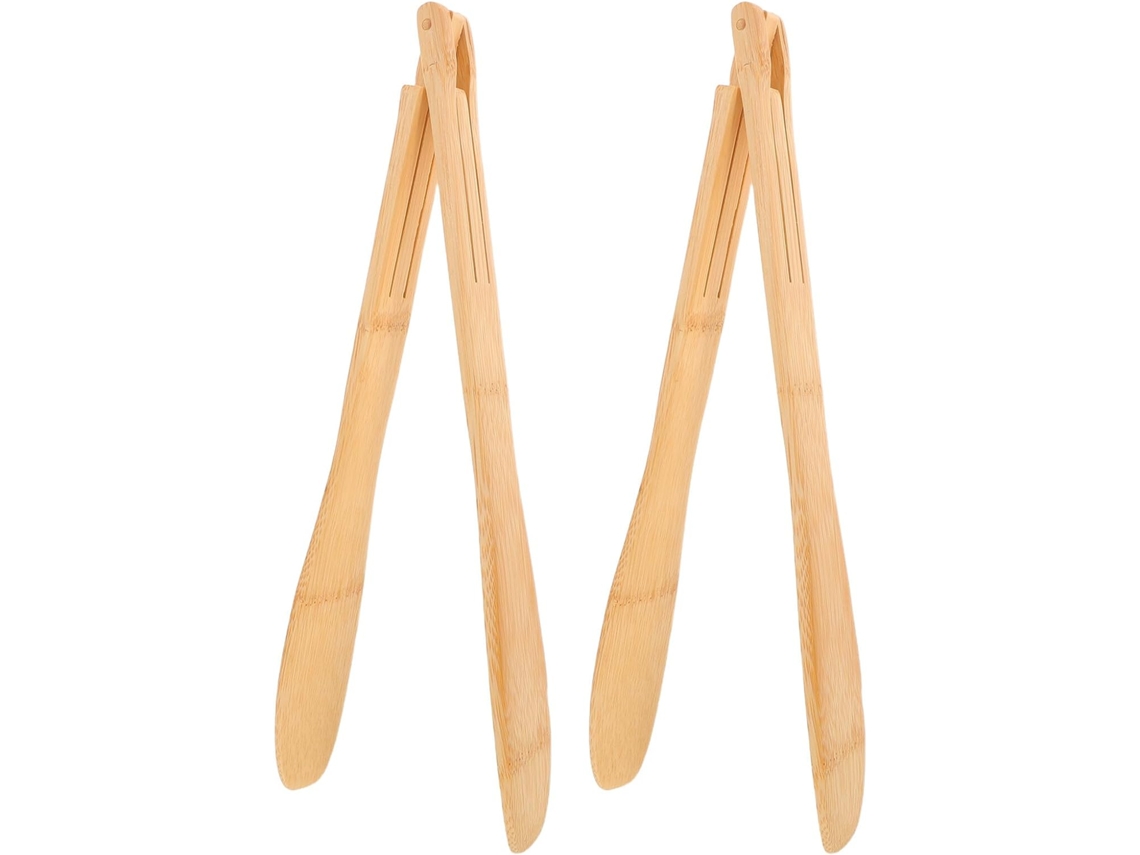 Acabamento Elegante Em Bambu: Estas Pinças De Bambu Natural Para Grelhar Adicion.