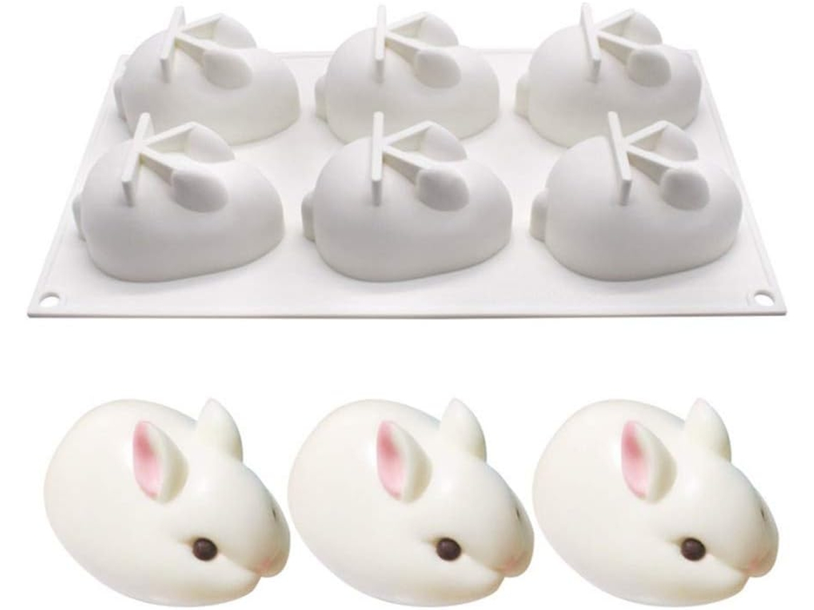 Forma de silicone para bolo - 6 cavidades, formato de coelho