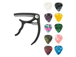 Conjunto de palhetas para capotraste de guitarra, plástico, mola de aço inoxidável, acessórios para guitarra com 10 palhetas de reposição Slowmoose