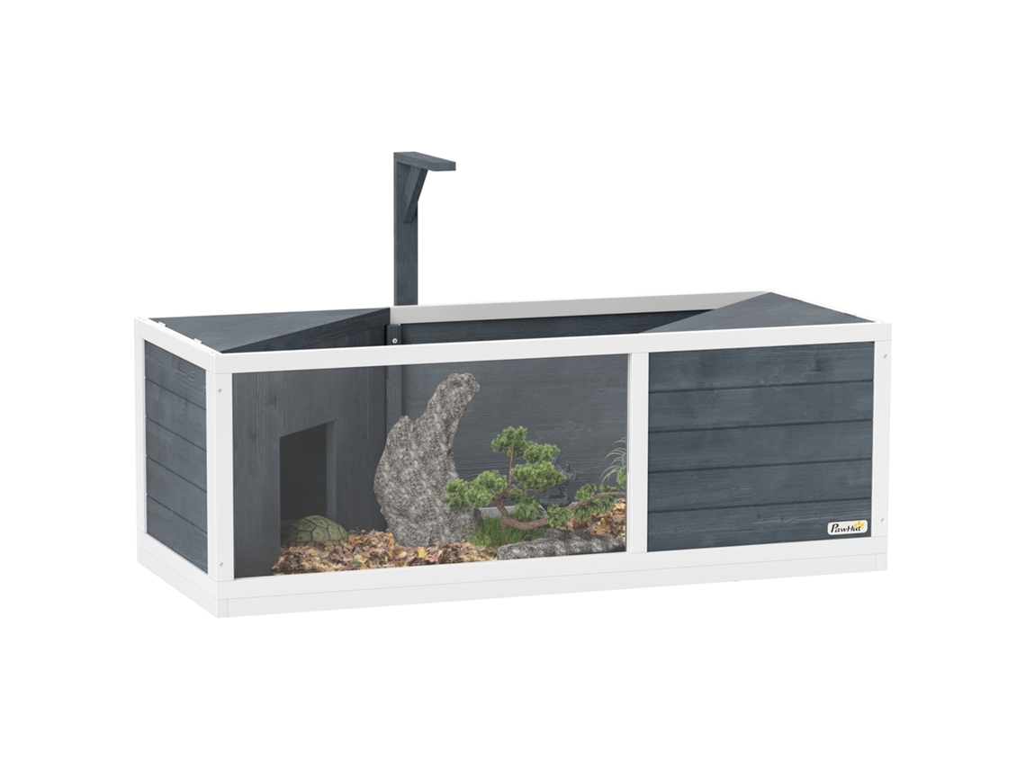 Recinto para Casa de Tartarugas com Cobertura, Janela de 120x50x40cm Cinza | S/MARCA