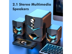 Caixa De Som Sada D-222 Com Subwoofer Usb 2.1 Estéreo Led Entrada 3.5mm Para Pc Laptop