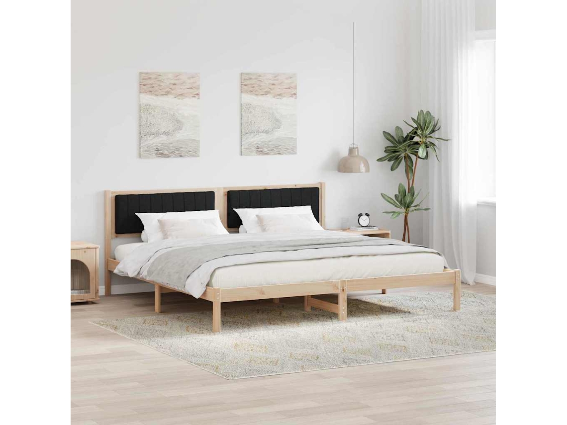 Vidaxl Estrutura Da Cama Preto 200 X 200 Cm Madeira De Pinheiro Sólida