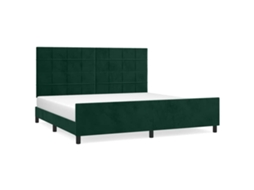 Conjunto 1 Estrutura De Cama Com Cabeceira Vidaxl Verde Veludo (203 X 206 X 128 Cm)