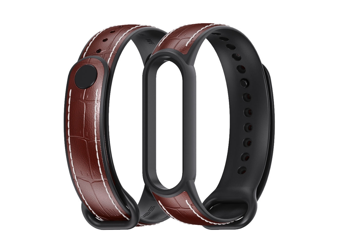 Pulseira De Couro Marrom Para Substituição, Compatível Com Xiaomi Mi Band 5/6.