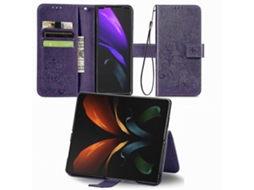 Capa De Couro Com Fecho De Quatro Lâminas E Relevo Para Samsung Galaxy Z Fold4