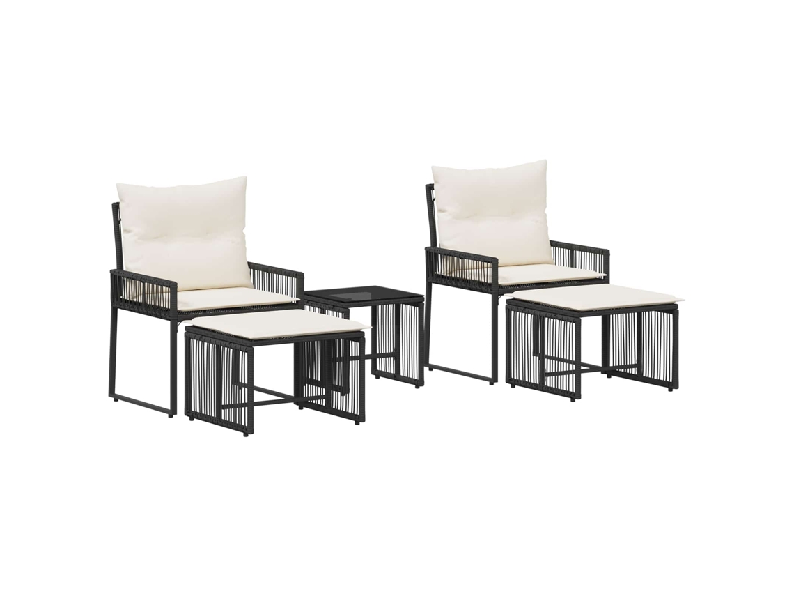 Maison Exclusive - Conjunto De Móveis Para Exterior 11 Pcs Preto E Branco Creme
