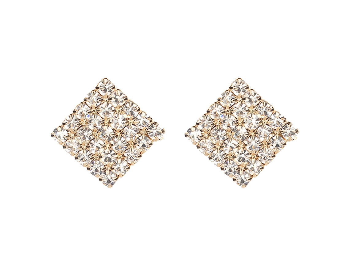 Brincos De Ouro Com Inserção De Cristal E Decoração Simples