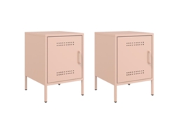 Mesas de Cabeceira 2 Pcs 36x39x50,5 Cm Aço Rosa MAISON EXCLUSIVE