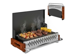 Churrasqueira Portátil Dobrável 50.5x34x33cm com Bandeja de Carvão Removível para Camping e Picnic Preta BTFORUS