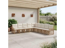 Vidaxl Conjunto De Sofás Para Exterior 9 Unid. Natural E Branco Creme
