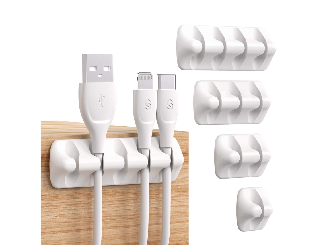Clipes Organizadores De Cabos Brancos Para Mesa - Conjunto 5 Silicone-aquaforge