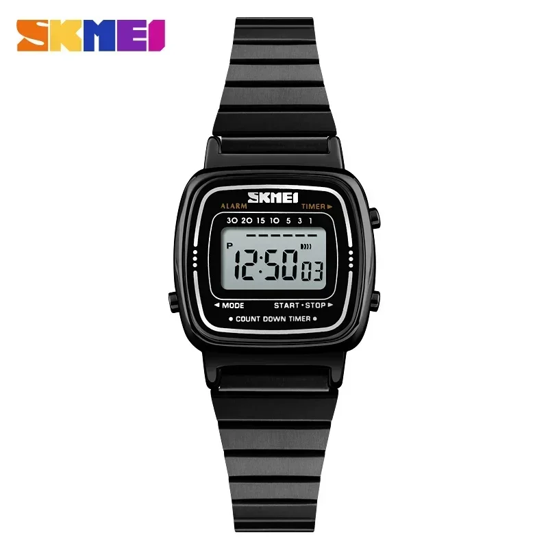 Relógio Digital Feminino com Mostrador Pequeno Relógio Esportivo Fashion MDUG (preto)