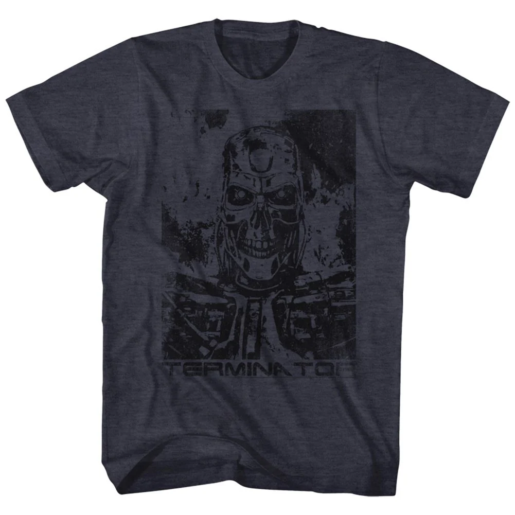 Rockinstone Terminator Black And Blu Heather Navy Adult T-shirt Size:xl