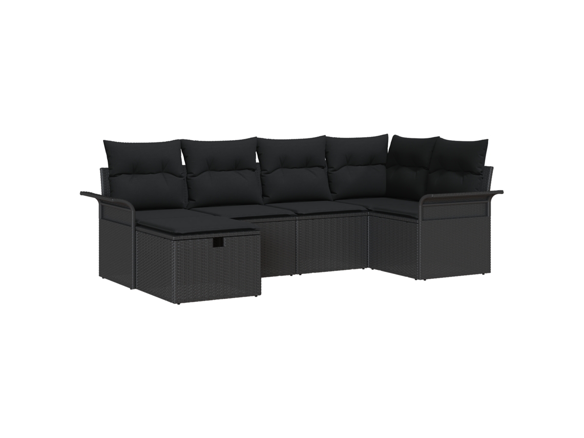 Conjunto 6 Sofá De Jardim Vidaxl Cinzento Vime Pe (242,5 X 132,5 X 85 Cm)