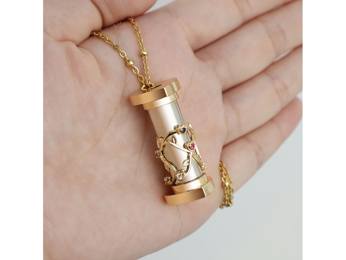 Primerox colar Caleidoscópio Mini Ouro Bronze Pendente Infantil Presente Brincadeira Criativa