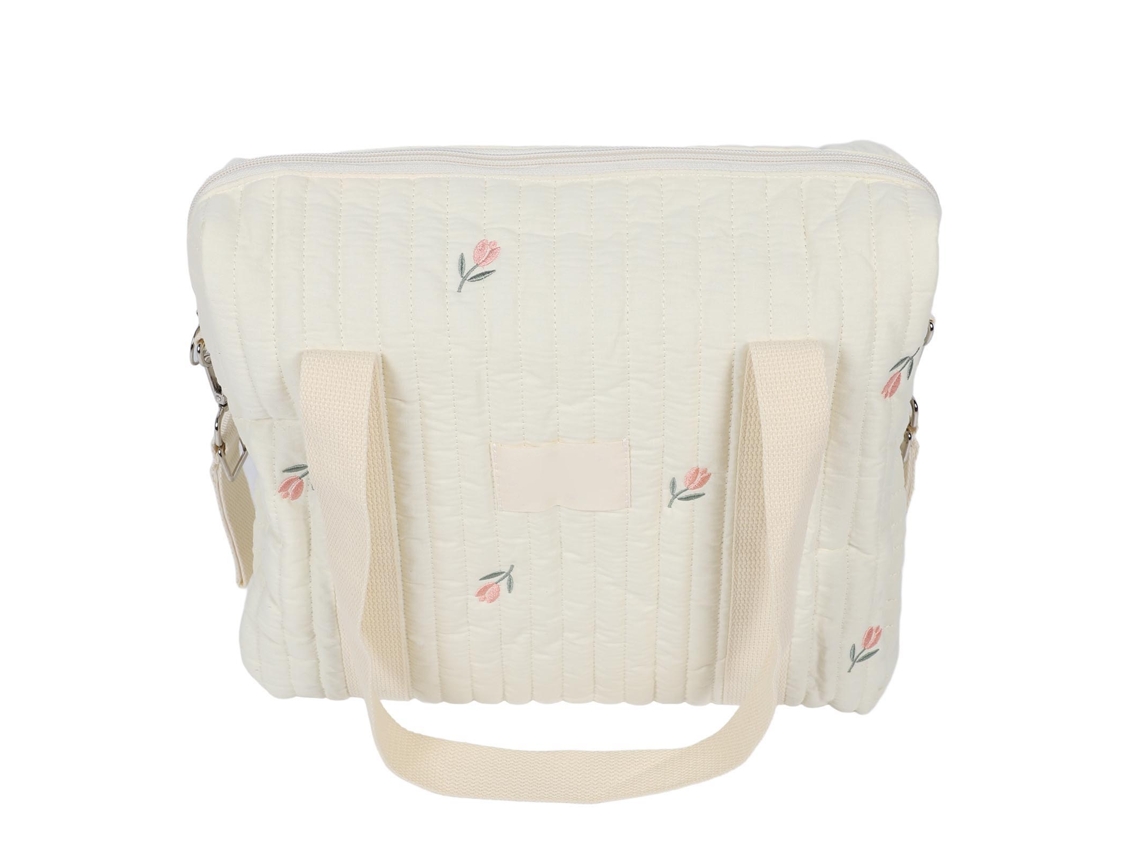 Mali bolsa de Armazenamento para Carrinho de Bebê com Grande Capacidade Multifuncional Algodão Bege Flor