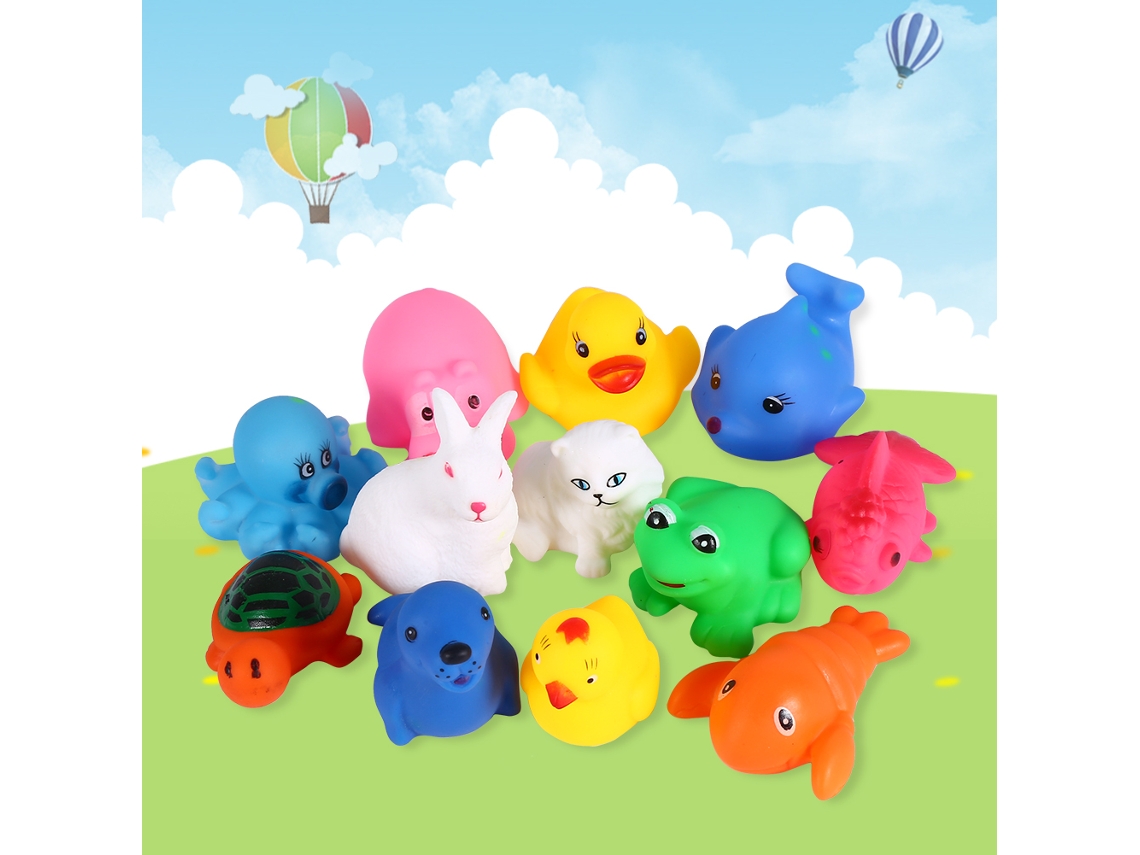 Mali 12 Brinquedos de Banho para Crianças Animais com Som e Flutuação em Água Squeaky Squeeze