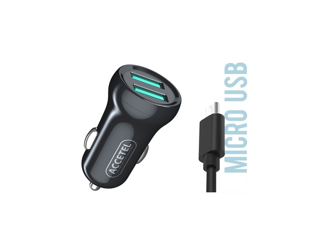 Cc264 Carregador De Carro Duplo Usb 2.4a - Micro Usb Preto