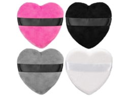 4 Peças de Pólvora Mista de Maquiagem em Forma de Coração com Alça de Ombro Ferramenta de Maquiagem Pó Puff $ 4 Pílula de Pó Seco Do Amor Ferrame