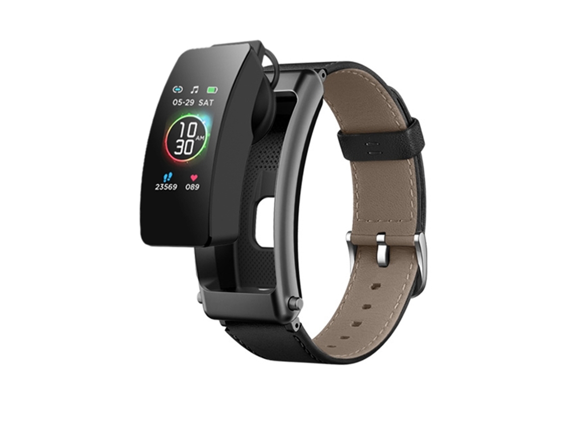 Fone De Ouvido Destacável De 0,96 Polegadas, Pulseira De Couro À Prova D'água, Smartwatch Com Chamadas Bluetooth (preto)
