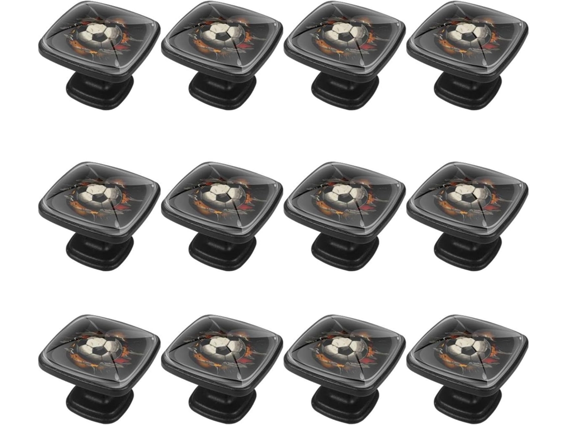 Puxadores Quadrados Para Armários De Cozinha, Puxadores Para Armários E Gavetas, 12 Peças, Estilo Abstrato De Futebol