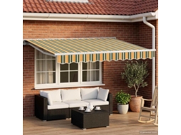 Vidaxl Toldo Retrátil Elétrico Verde, Amarelo, Branco 3 X 2,5 M