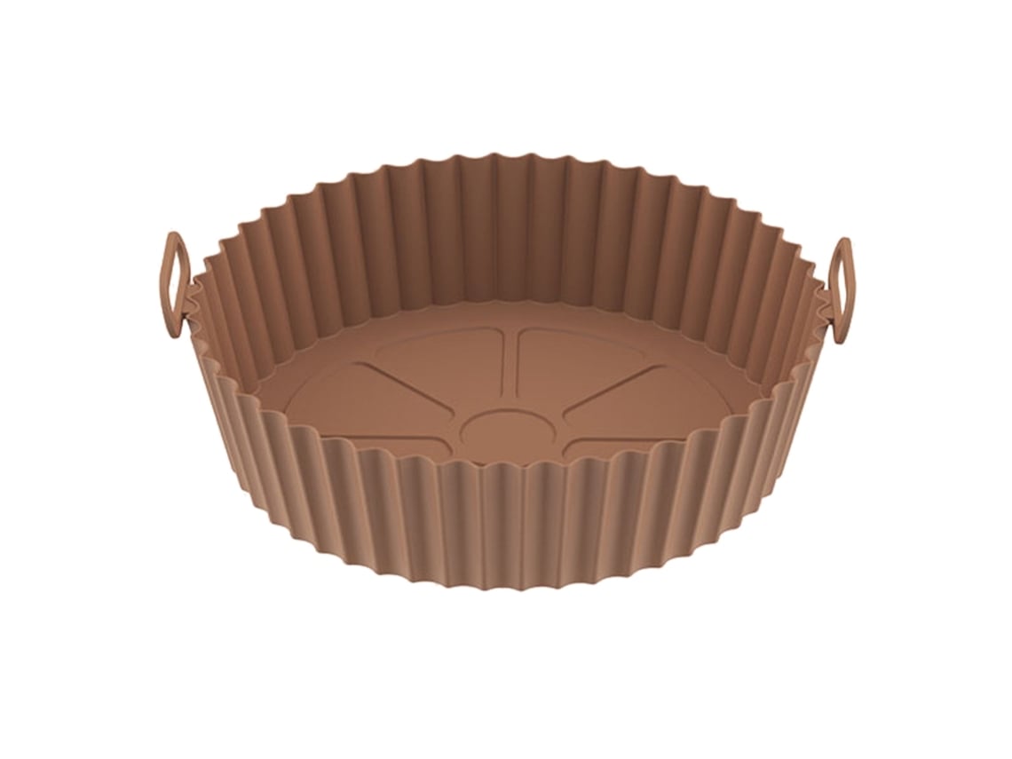 Elysve Forma De Silicone Reutilizável Para Air Fryer (8 Polegadas, Castanho), Antiaderente, Resistente Ao Calor