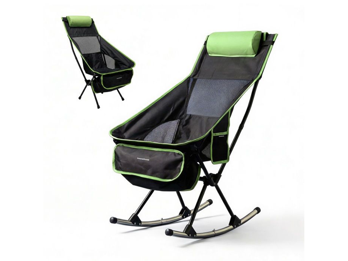 Cadeira De Camping Dobrável - Innovagoods - 2 Em 1 Balançante/fixa - Encosto Em Malha Respirável - Almofada Cervical