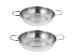 Frigideiras de aço inoxidável com alças duplas, estilo coreano, para cozinhar, acessórios de cozinha, utensílios de cozinha.