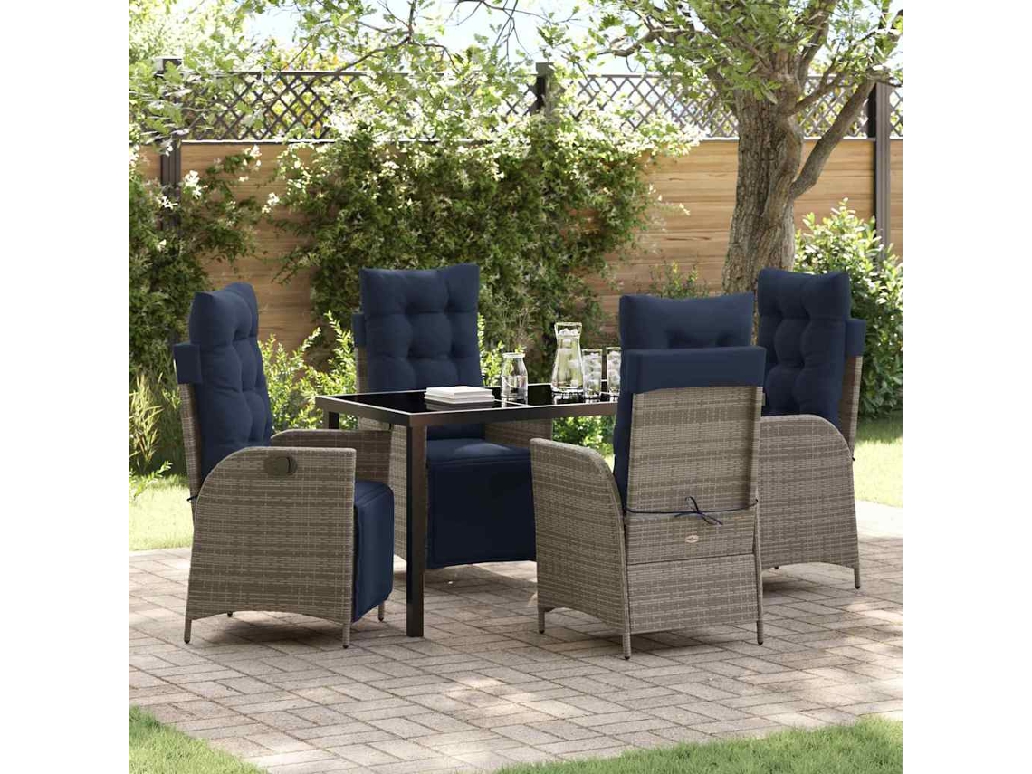 Vidaxl Conjunto De Jantar Para Jardim 5 Unid. Cinza E Preto Vime
