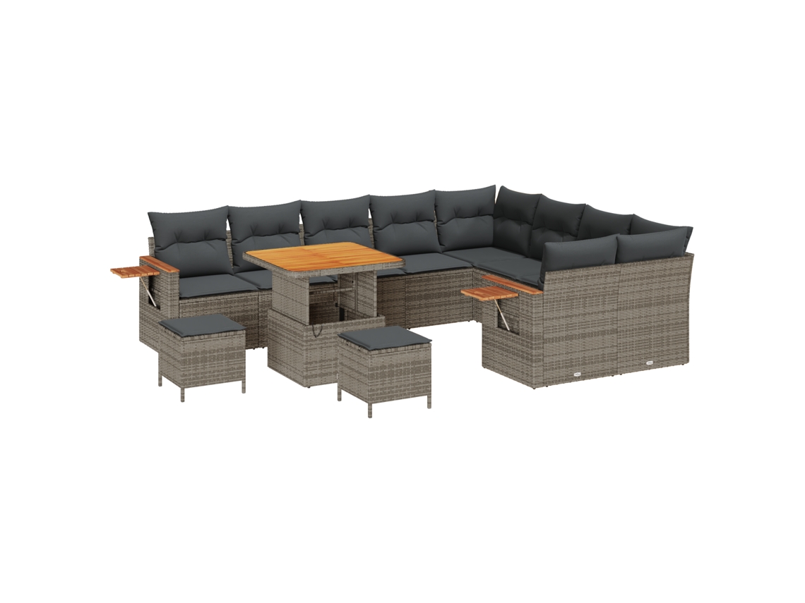 Conjunto 12 Conjunto De Sofá De Jardim Vidaxl Cinzento Vime Pe (80 X 80 X 71 Cm)