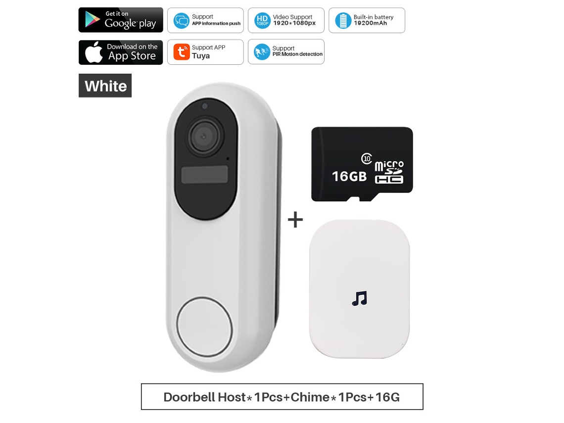 Campainha De Vídeo Inteligente Tuya 1080p 2,4 Ghz 5 Ghz Wifi Sem Fio À Prova Dágua Com Visão Noturna, Câmera De Intercomunicação De Vídeo Slowmoose