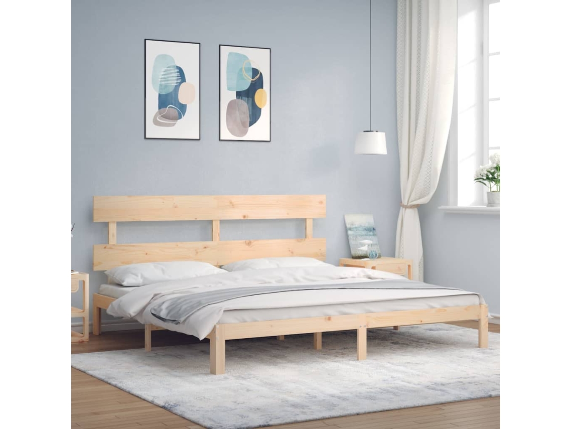 Vidaxl Cama Sem Colchão 200x200 Cm Madeira de Pinho Maciça