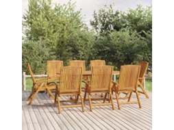 Vidaxl 9 Pcs Conjunto De Jantar Para Jardim Madeira De Teca Maciça