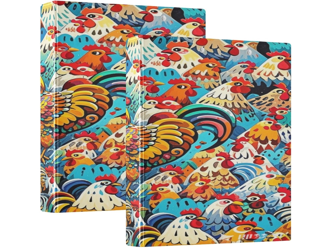 Pasta De Argolas Art Chicken Doodle 1 2 Polegada Com 3 E Bolsos Internos, Pacote Com 200 Folhas Sortidas 1 2