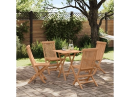 Vidaxl Conjunto De Jantar De Jardim Dobrável Ajustável 5 Pcs Natural