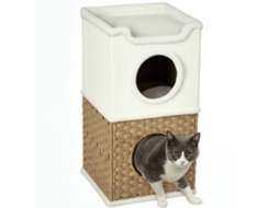Casinha Para S De Três Andares Para Uso Interno, Torre Para S Com Poste Arranhador De Sisal, 41 X 41 X 75,5 Cm, Creme