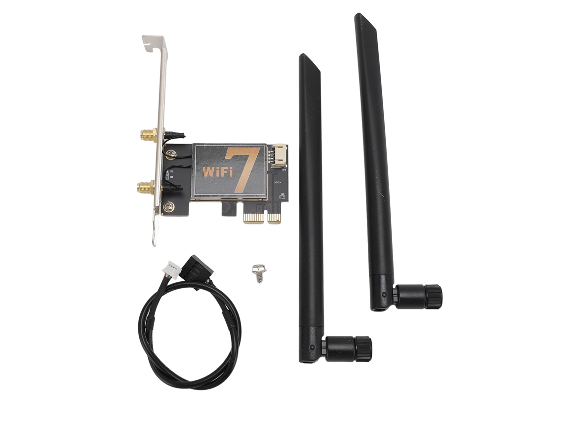 Placa De Rede Sem Fio 8774mbps 2.4g/5g/6g Tripla Frequência Pcie Wifi 7 Com Antenas 8d