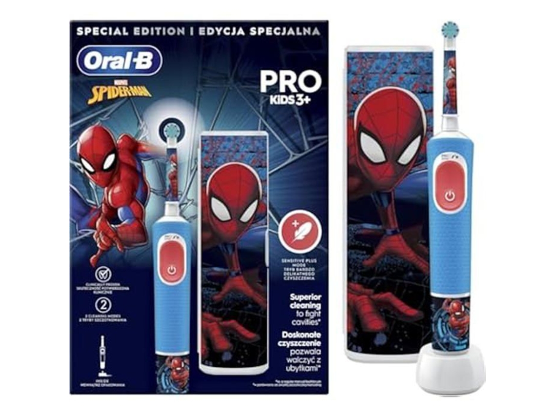 Escova De Dentes Elétrica Oral B Vitality Pro Kids Spiderman Multicolorido Estojo De Viagem Incluído