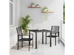 Vidaxl Conjunto De Jantar Para Jardim 3 Pcs Preto Aço Revestido A Pó