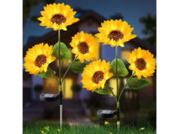 Luz Solar De Girassol 3 Flores 2 Pack, Ip65 E 600mah - Eifson