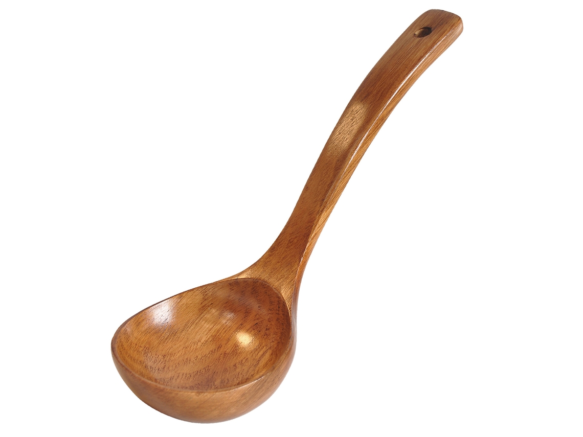Colher de Madeira Curvada de 26cm com Cabo Longo Ke Mu EOOCOO para Sopa Coreana