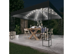Vidaxl Gazebo Com Cordões De Luzes Led 3x3 M Tecido Antracite