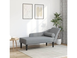 Vidaxl Chaise Lounge Com Almofadões Tecido Cinzento-claro