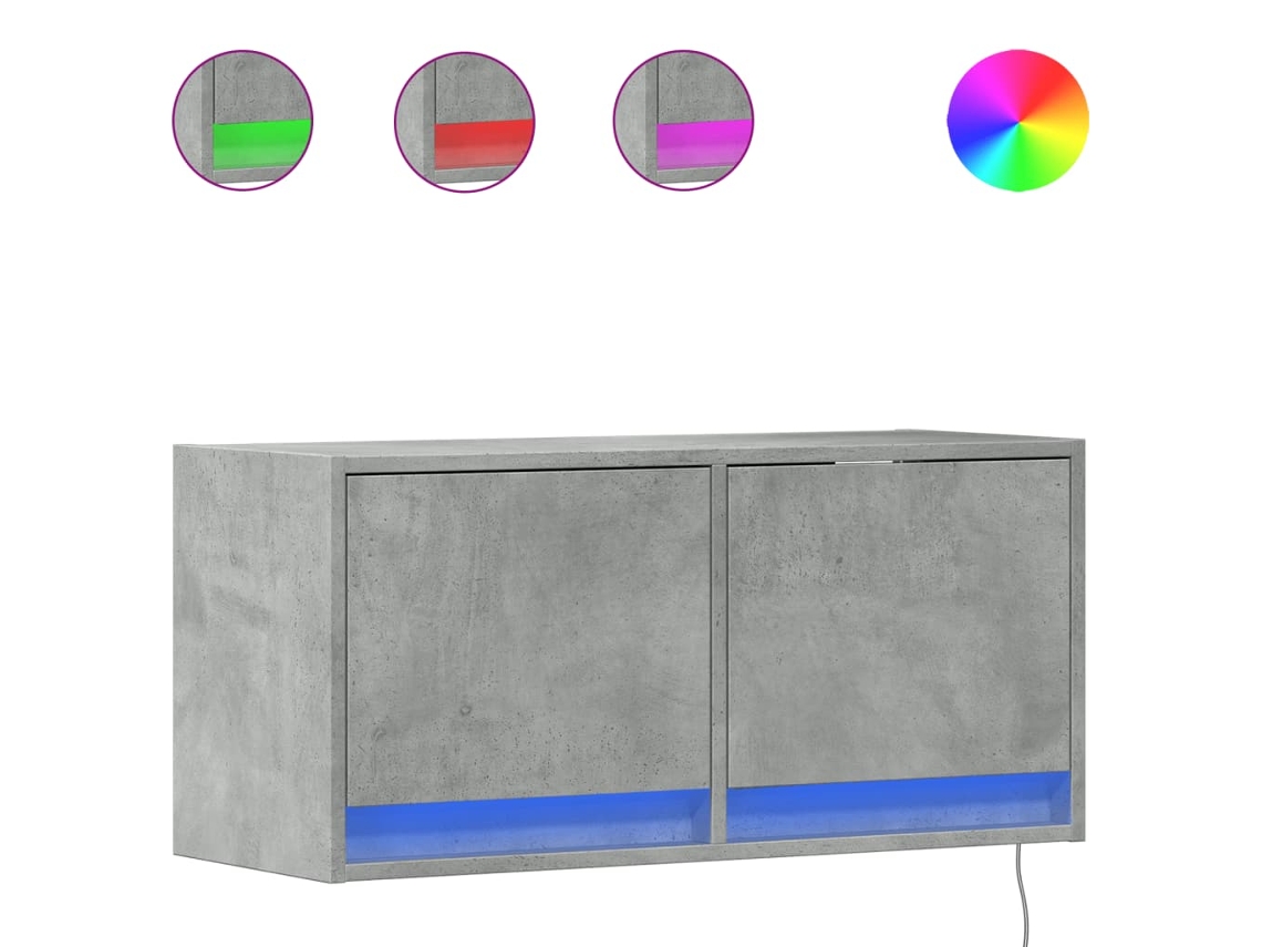 Móvel de Parede P/ Tv com Luzes Led Cinzento Cimento MAISON EXCLUSIVE (80x31x35 cm)