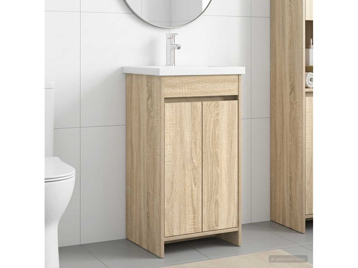 Vidaxl Gabinete De Banheiro Com Pia Carvalho Sonoma 42 X 40 X 84,5 Cm